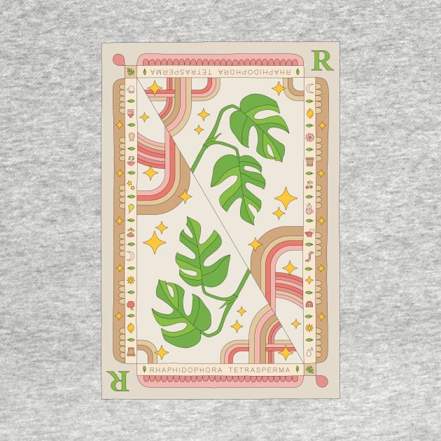 Raphidophora Tetrasperma Minima Plant Illustration with Playing Card Design for Plant Mom Plant Daddy by annagrunduls